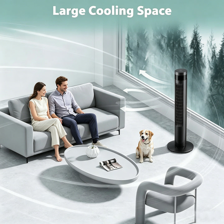 VLIM Bladeless Tower Electric Fans for Home & Office – Quiet Cooling, 3 Speeds, Multiple Modes, 12-Hour Timer & LED Display