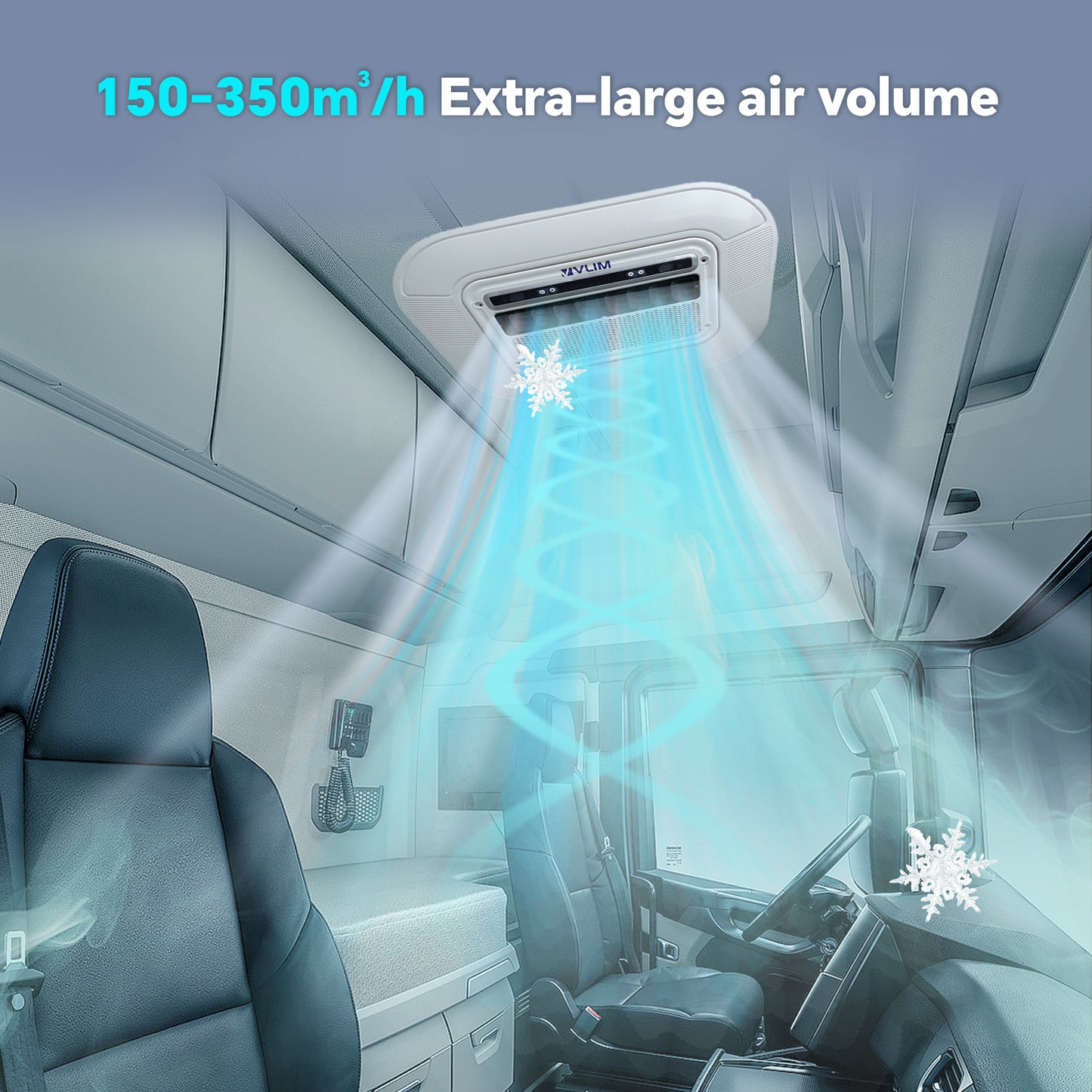 12V RV Air Conditioner, 9500 BTU Top Mounted Cooling Parking Air Conditioner for RVs, Trucks, Vans, Campers