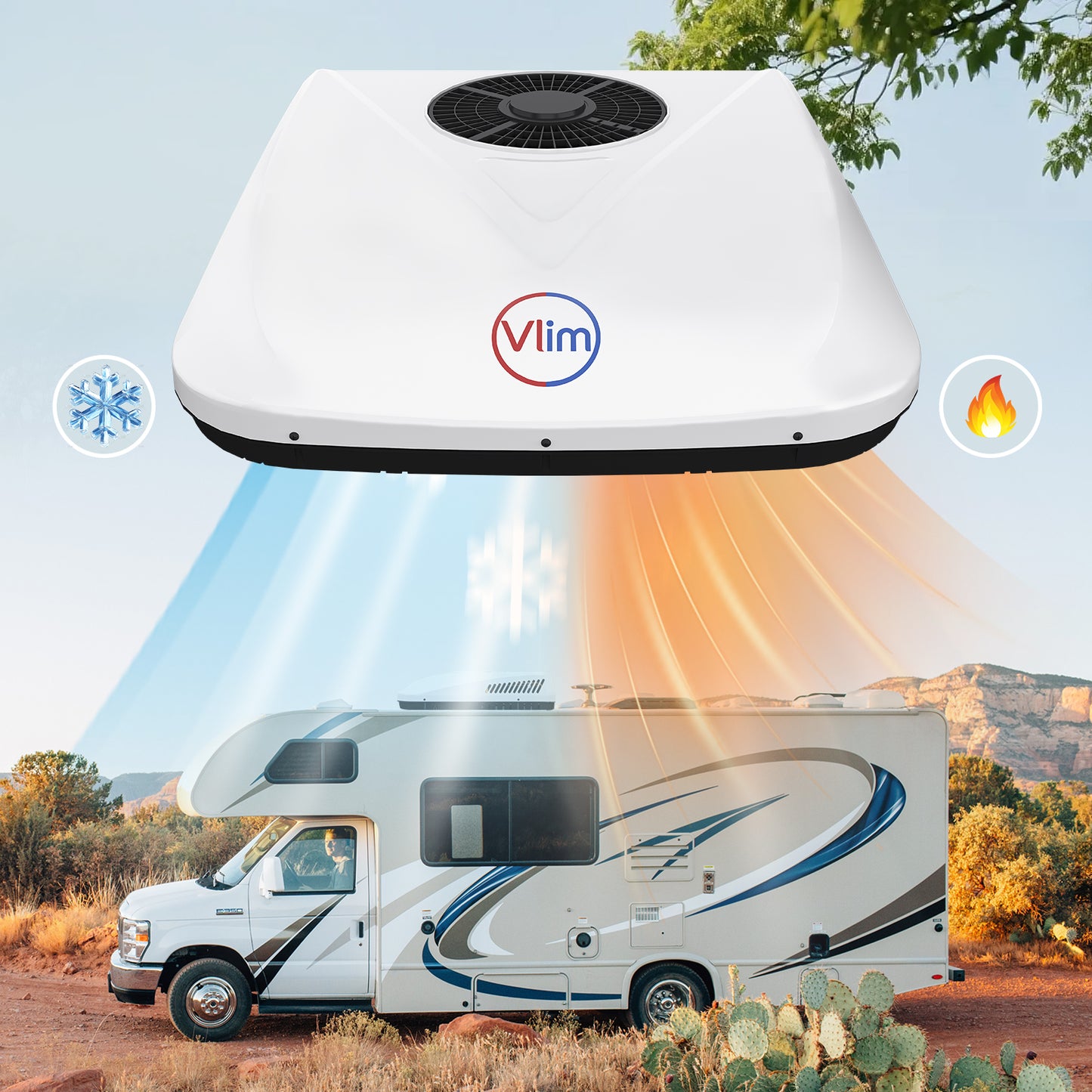 12V/24V DC Inverter RV Rooftop Air Conditioner, 10000 BTU Cooling & Heating Units for Campers, Vans, Trucks & RVs