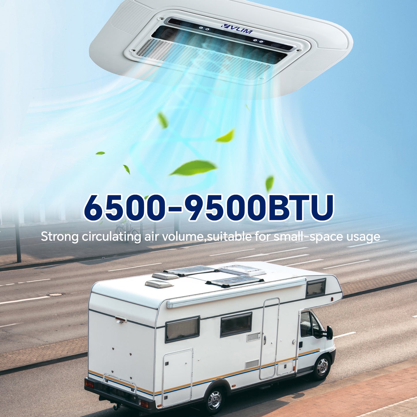 12V RV Air Conditioner, 9500 BTU Top Mounted Cooling Parking Air Conditioner for RVs, Trucks, Vans, Campers