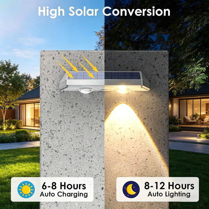 VLIM Solar Light Fixtures Outdoor – 6 Pack Waterproof LED Fence Lights, 3 Lighting Modes for Indoor & Outdoor Solar Powered Lighting Units for Patio, Yard & Steps