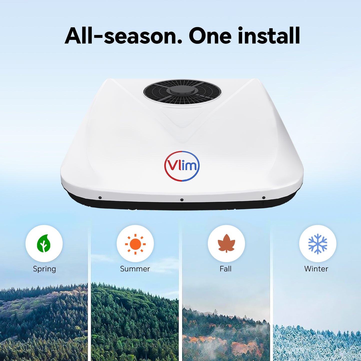 12V/24V DC Inverter RV Rooftop Air Conditioner, 10000 BTU Cooling & Heating Units for Campers, Vans, Trucks & RVs