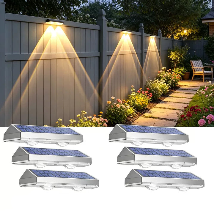 VLIM Solar Light Fixtures Outdoor – 6 Pack Waterproof LED Fence Lights, 3 Lighting Modes for Indoor & Outdoor Solar Powered Lighting Units for Patio, Yard & Steps