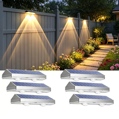 VLIM Solar Light Fixtures Outdoor – 6 Pack Waterproof LED Fence Lights, 3 Lighting Modes for Indoor & Outdoor Solar Powered Lighting Units for Patio, Yard & Steps